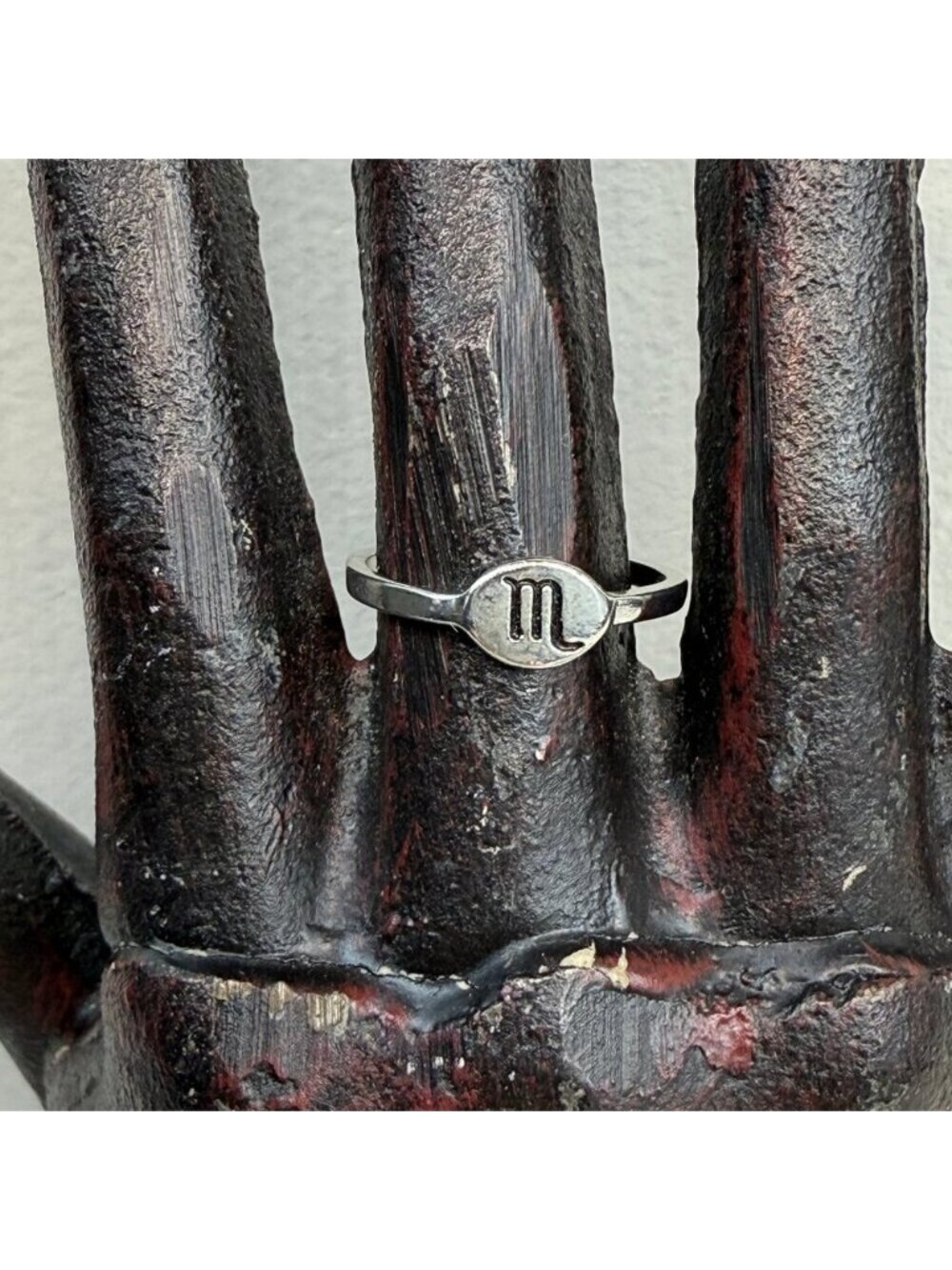 Silver Tone Zodiac Scorpio Ring Size 7